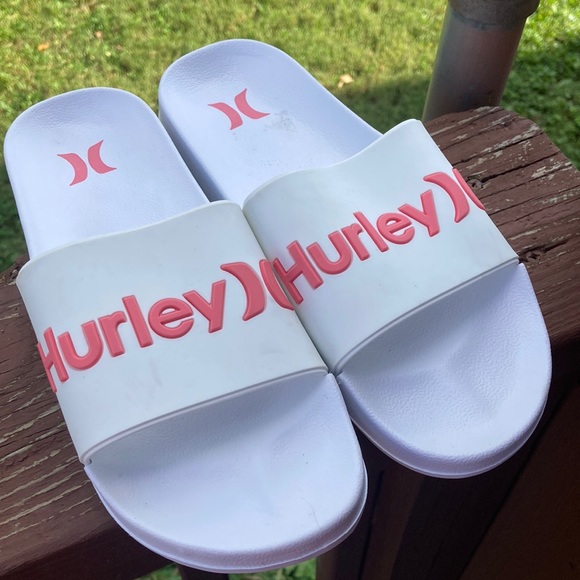 Hurley Shoes - Hurley athletic slides size 7 white with pink like new